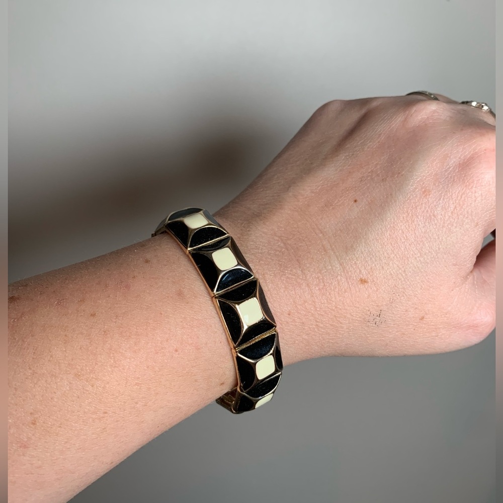 Vintage Style Chunky Yellow Geometric Statement Bracelet Gold Tone